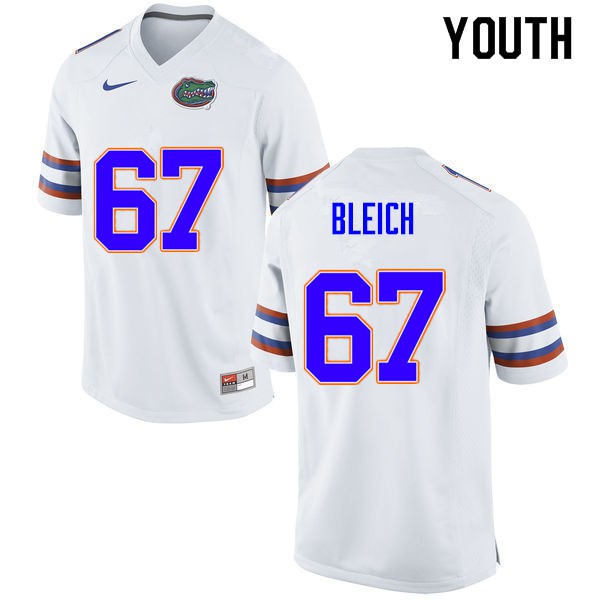 Youth #67 Christopher Bleich Florida Gators College Football Jerseys White